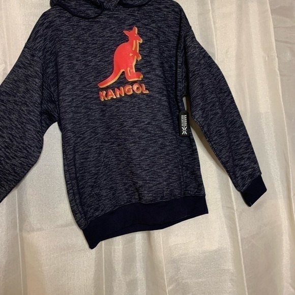 Kangol Logo Hoodie Mens Sweatshirt Heather Navy Blue sz L‌‌ - Picture 5 of 8